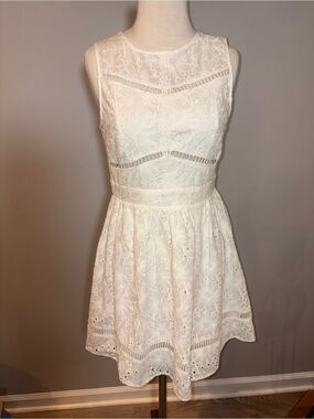 Altar'd State Ivory Floral Lace Fit-and-Flare Mini Dress